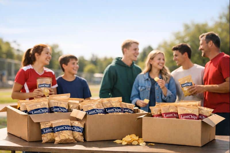 ungdomar säljer chips